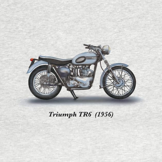 Drawing of Retro Classic Motorcycle Triumph TR6 1956 by Roza@Artpage